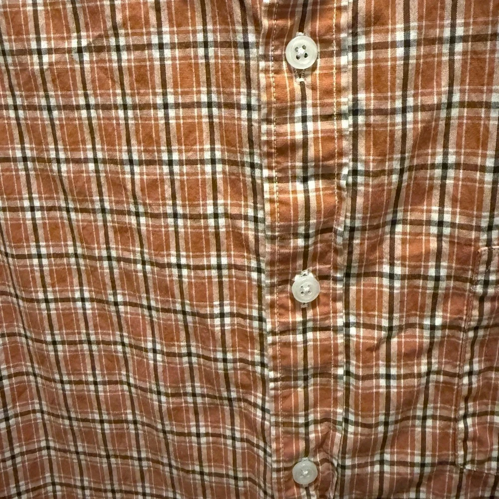 J. Crew Men's Casual Slim Untucked Orange Checkered Shirt size XL